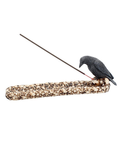Krähe mit Totenschädel Räucherstäbchenhalter 25cm