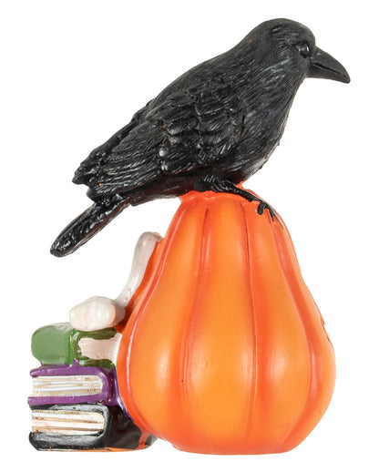 Krähe auf Halloween Kürbis Figur 10cm