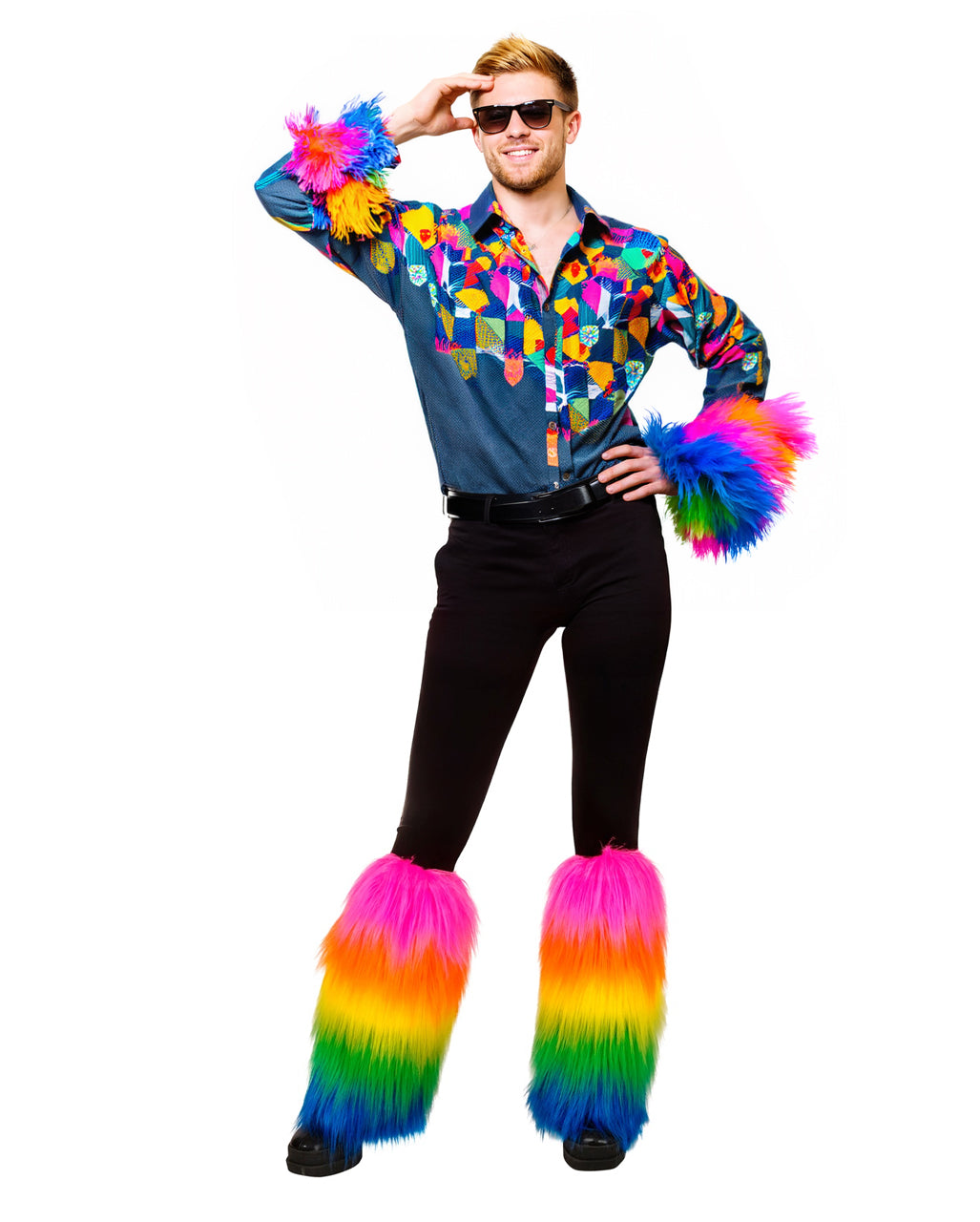 Regenbogen Plüsch Beinstulpen