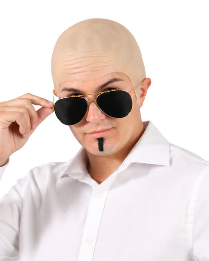 Rapper Glatzenkappe mit Sonnenbrille & Goatee Bart 4-tlg.