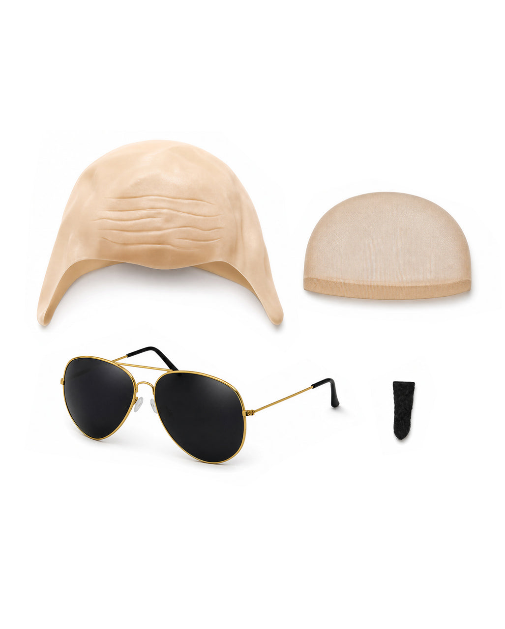 Rapper Glatzenkappe mit Sonnenbrille & Goatee Bart 4-tlg.