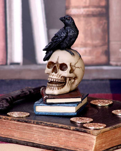 Rabe auf Totenkopf Gothic Figur 10cm
