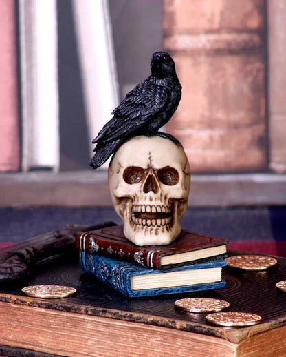 Rabe auf Totenkopf Gothic Figur 10cm