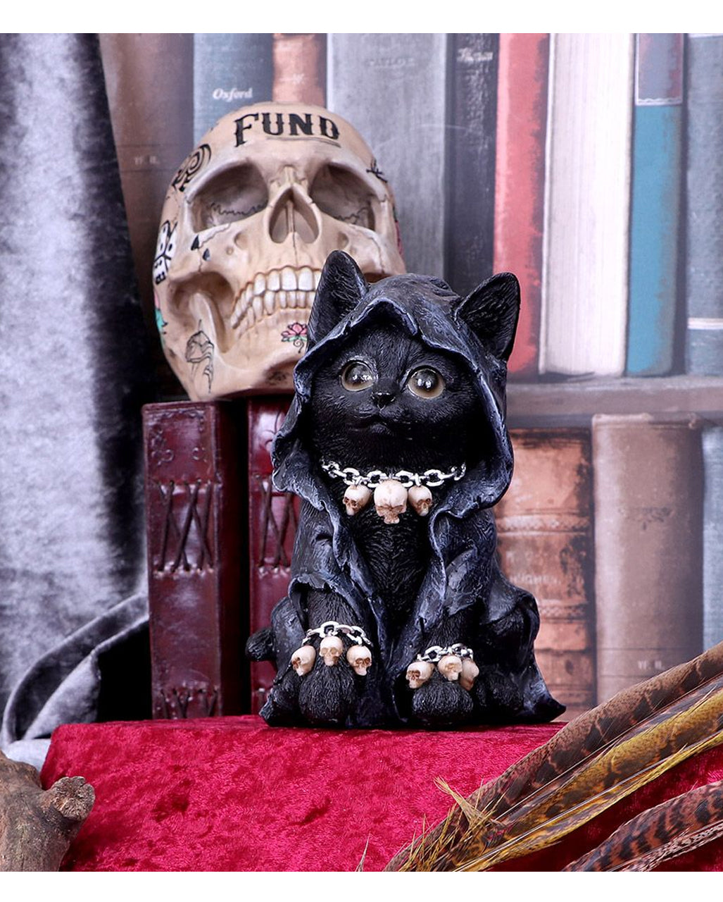 Reaper Katze mit Totenschädel Ketten 16cm