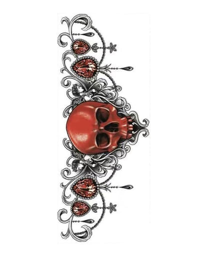 Red Ruby Totenkopf Schlüsselbein Tattoo