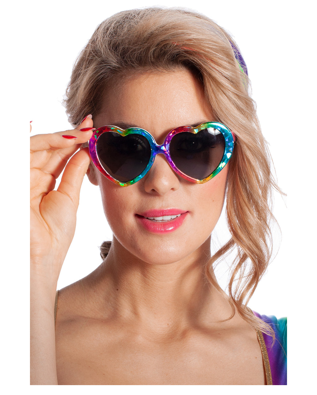 Herz Brille in Regenbogenfarben