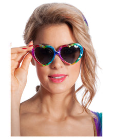 Herz Brille in Regenbogenfarben