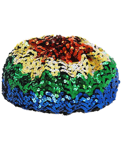 Pailletten Baskenmütze Regenbogenfarben