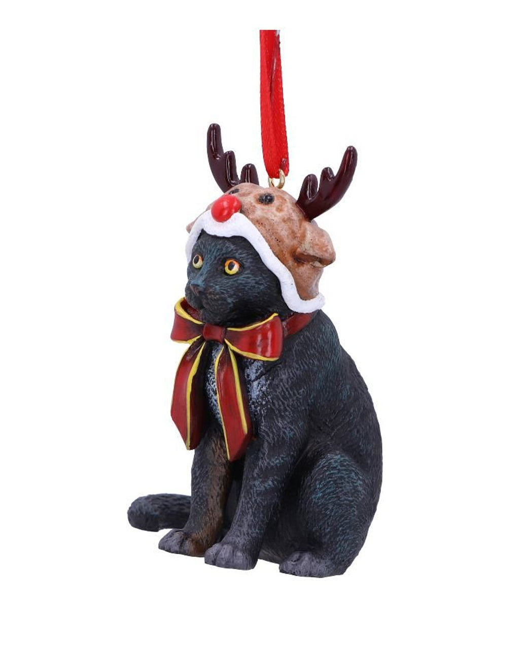 Katze mit Rentiermütze Weihnachtskugel 9cm