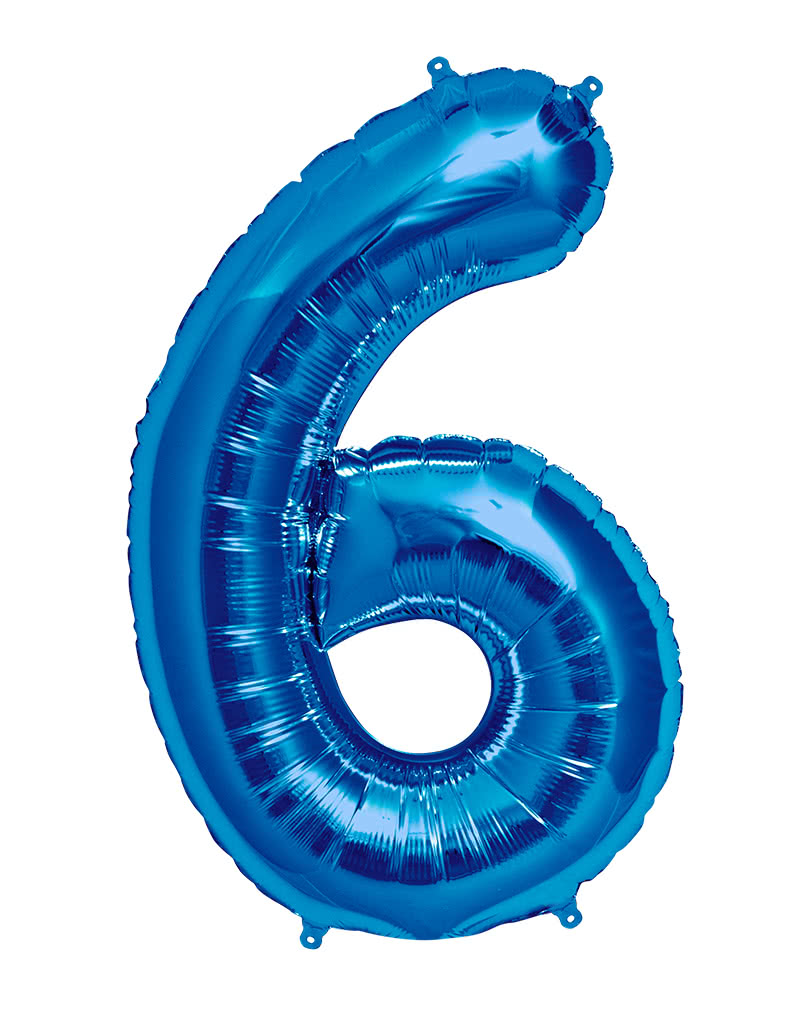 Folienballon Zahl 6 Blau