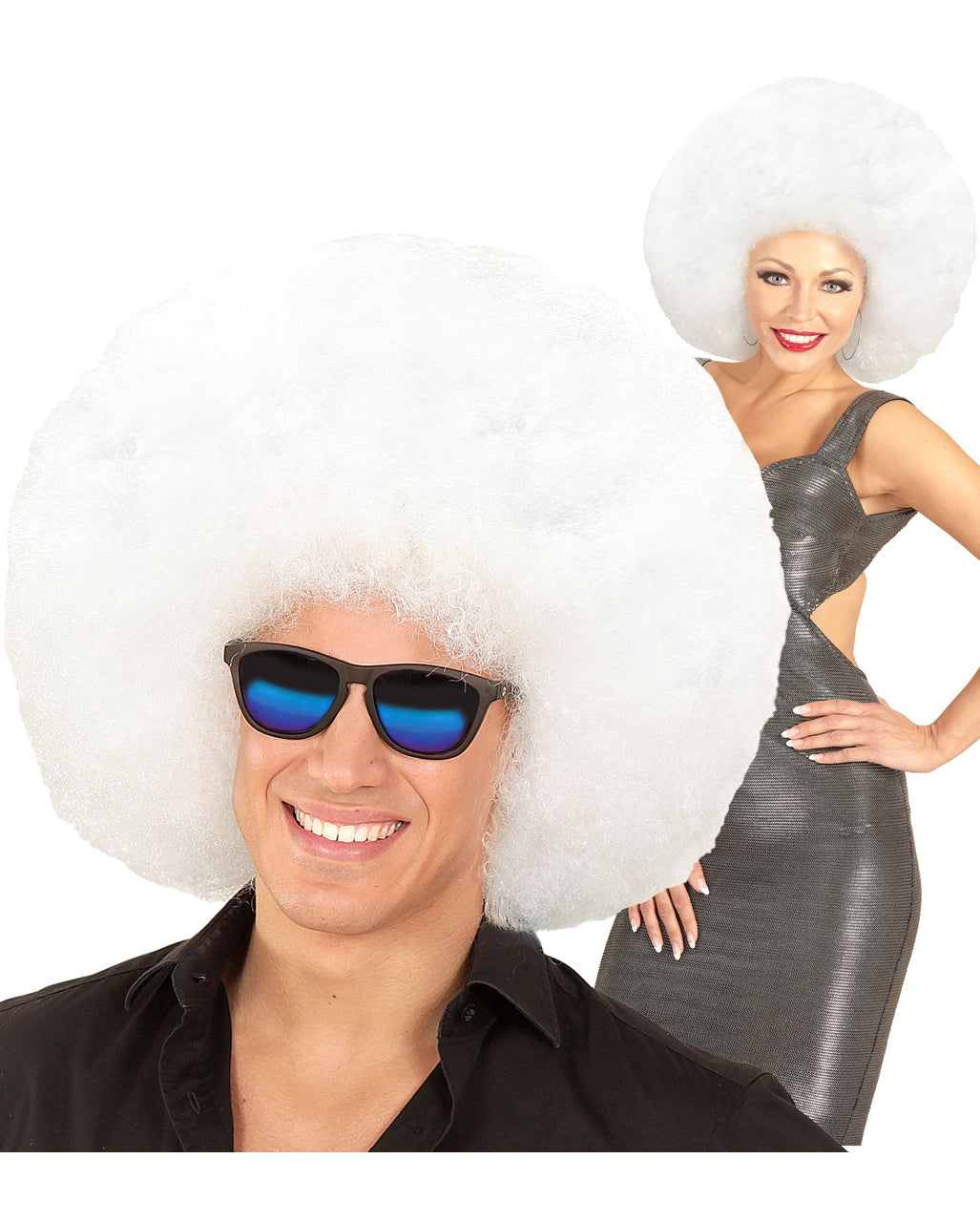 XL Afro Perücke Weiß