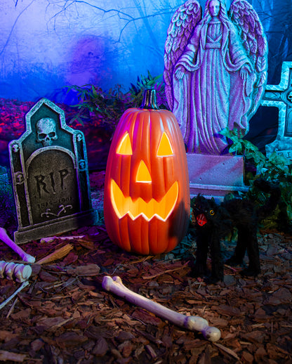 Riesiger Ovaler Halloween Kürbis mit Beleuchtung 55cm