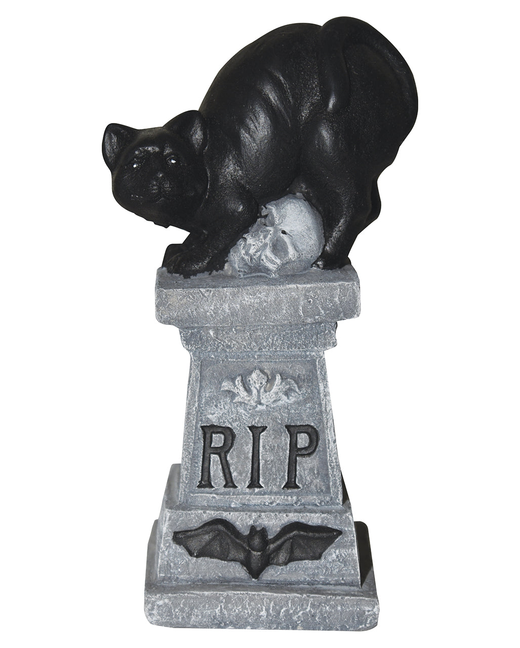 Deko Grabstein aus Zement mit RIP & Katze 14cm