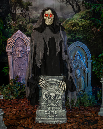 Aus dem Grabstein Heraufsteigender Reaper Animatronic 120cm