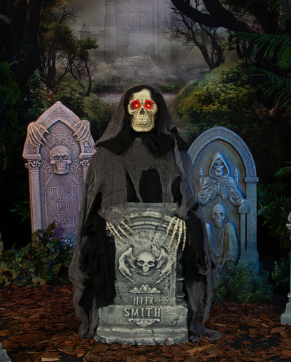 Aus dem Grabstein Heraufsteigender Reaper Animatronic 120cm