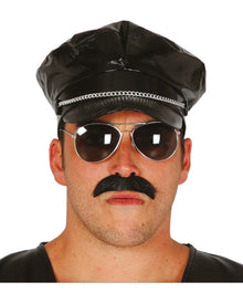 Schwarze Rocker Schirmmütze