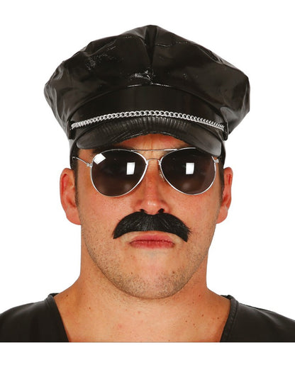 Schwarze Rocker Schirmmütze