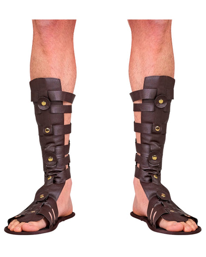 Gladiatorsandalen mit Riemen & Schienbeinschoner