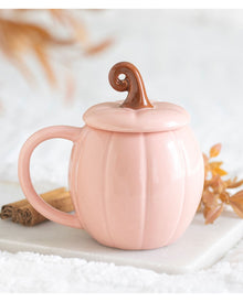Rosa Kürbis Tasse mit Deckel 14,5cm