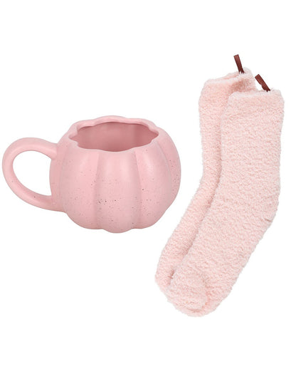 Rosa Kürbis Tasse & Socken Set