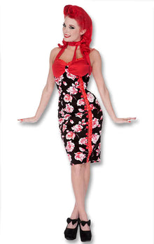 Rosen Kleid schwarz-rot