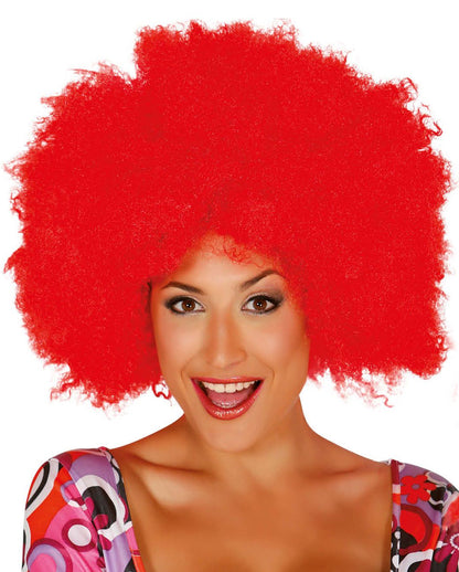 Perücke Afro Clown rot