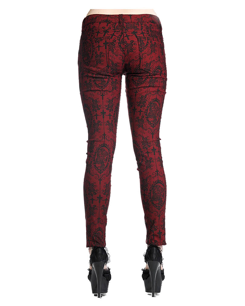 Punk Stretchjeans dunkelrot