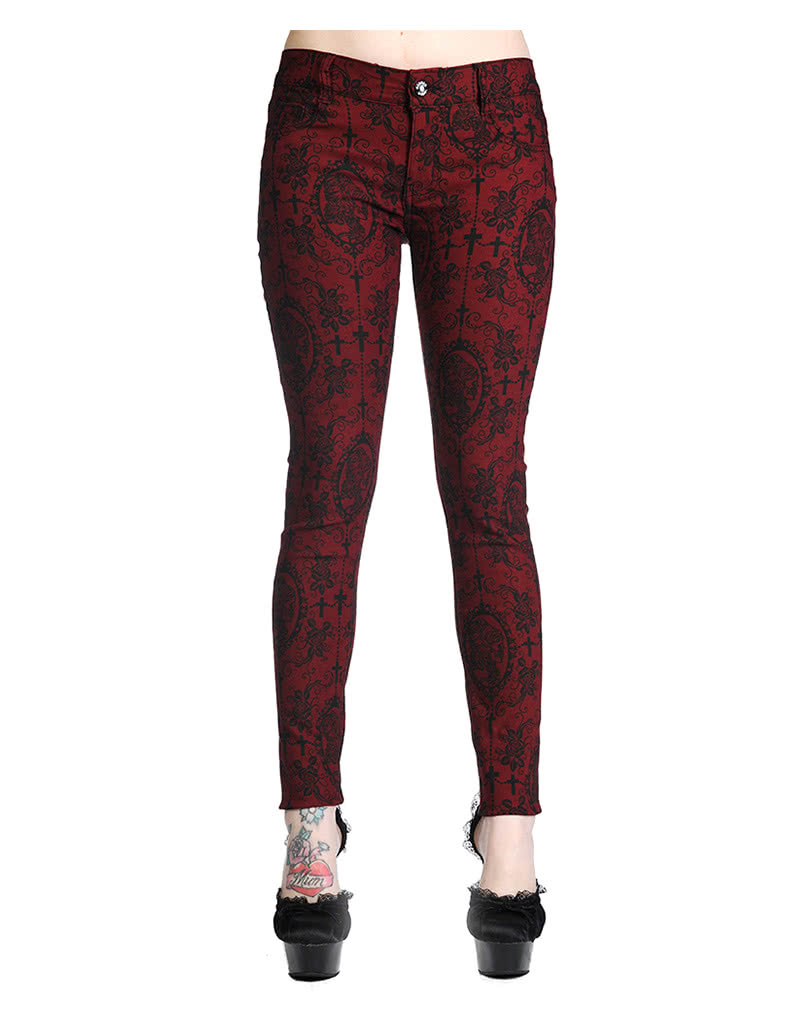 Punk Stretchjeans dunkelrot