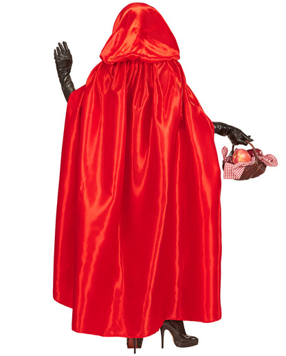 Roter Kapuzenumhang aus Satin