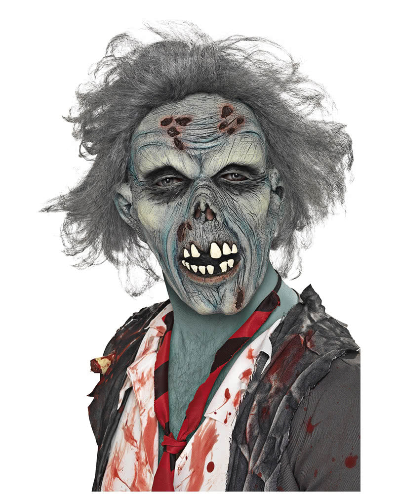 Verweste Zombie Maske mit Haaren