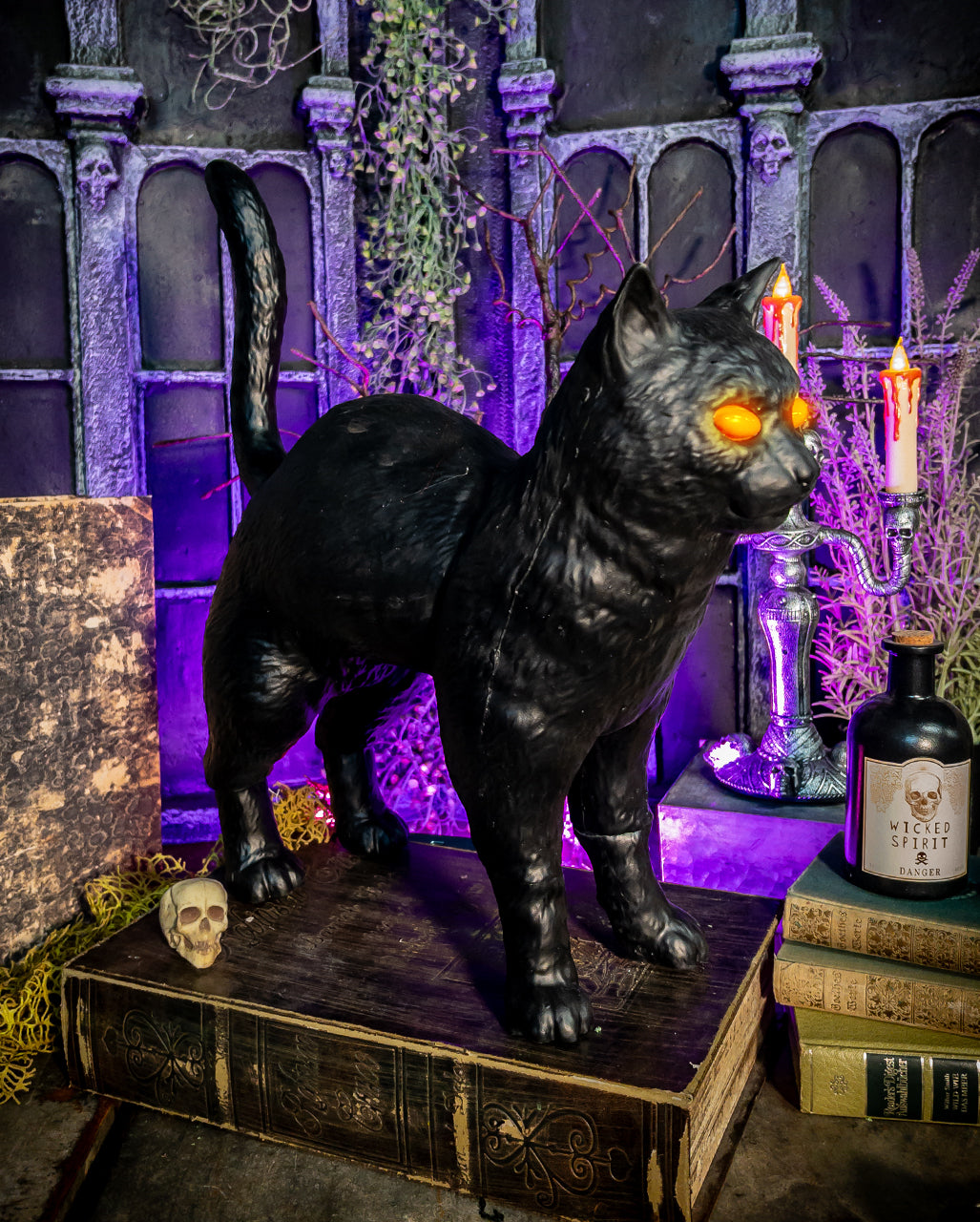Rufus Hexenkatze mit LED Augen 39cm