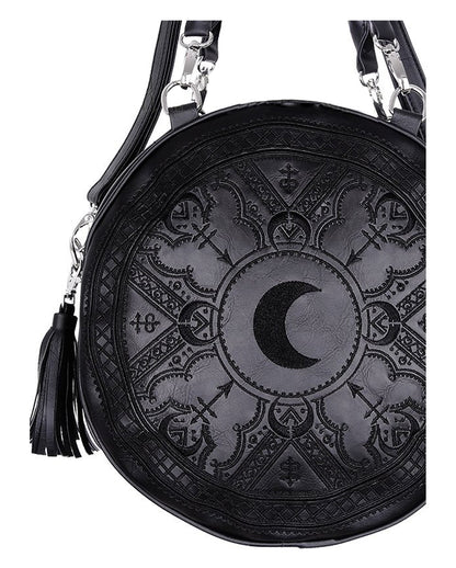 Schwarze Henna Gothic Handtasche rund