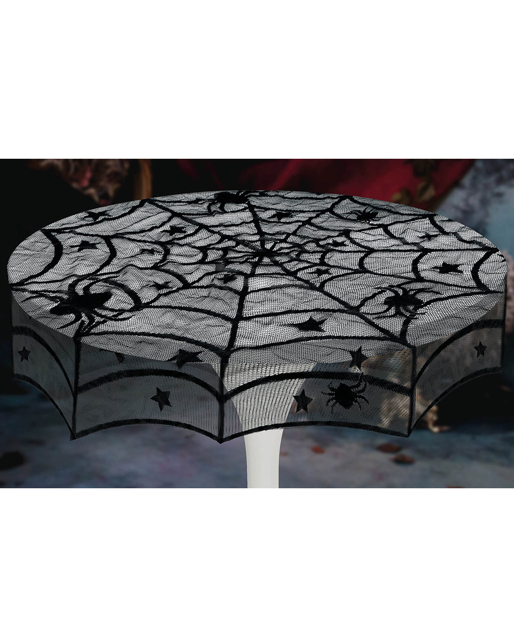 Runde Spitzen Tischdecke mit Spinnweben Motiv 100cm