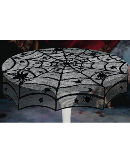 Runde Spitzen Tischdecke mit Spinnweben Motiv 100cm
