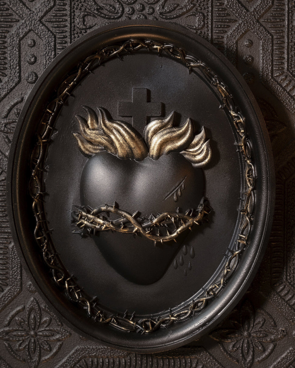 Heiliges Herz Gothic Wandbild mit Dornenkranz 20cm