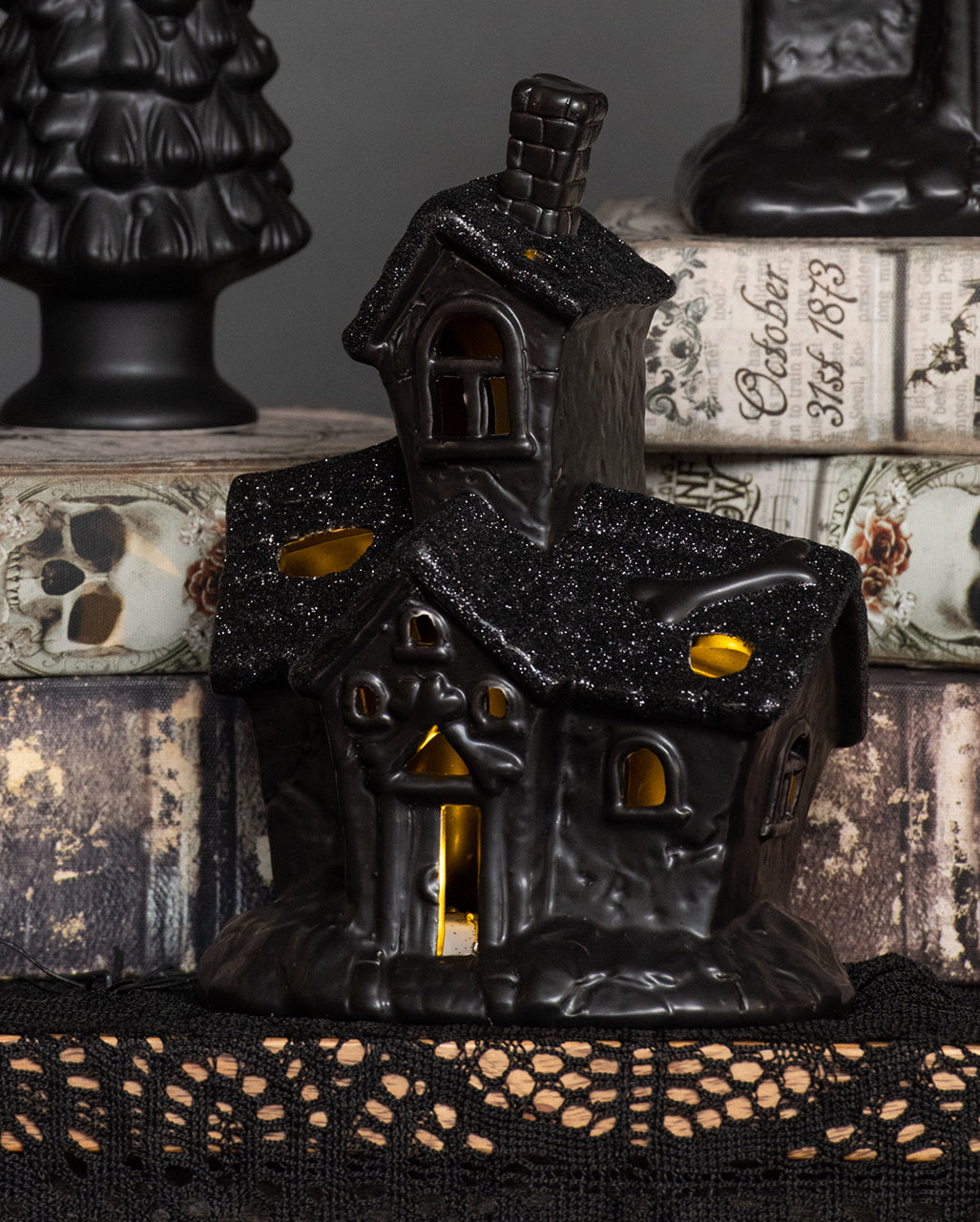 Scary Glitter Geisterhaus Deko mit LED