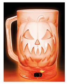 LED Bierkrug mit Kürbisfratze