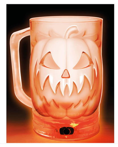 LED Bierkrug mit Kürbisfratze