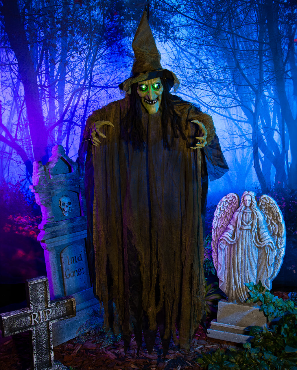 Schreckliche Moorhexe mit Licht & Ton 170cm