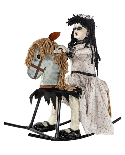 Schaukelpferd mit Animiertem Geistermädchen 72cm