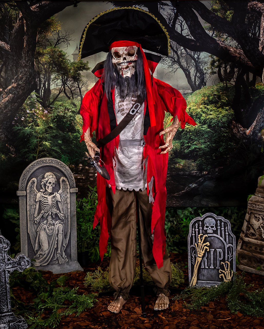 Schauriger Skelett Pirat Halloween Animatronic 190cm