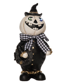 Eleganter Halloween Kürbis mit Leuchtaugen 25cm