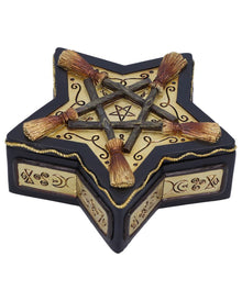 Schmuckkästchen mit Hexenbesen & Pentagramm 16cm