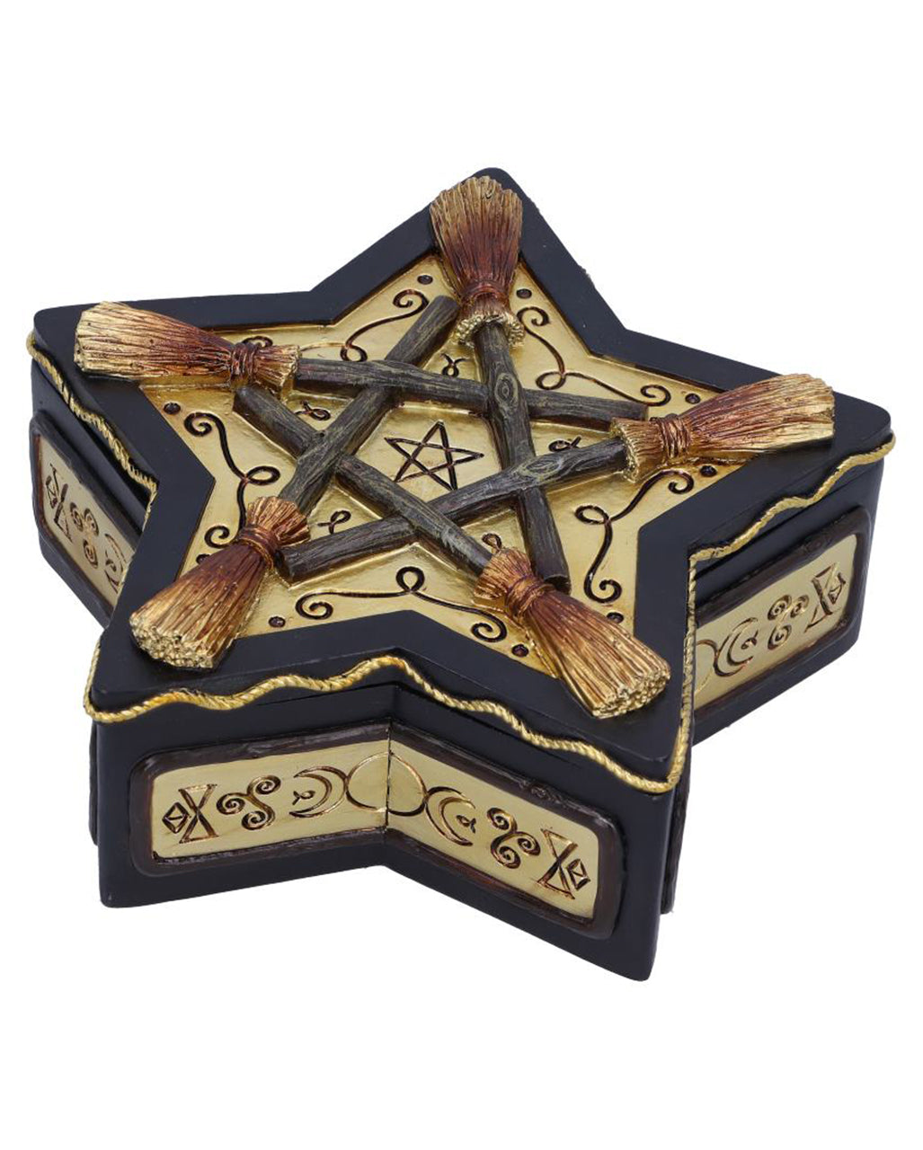 Schmuckkästchen mit Hexenbesen & Pentagramm 16cm