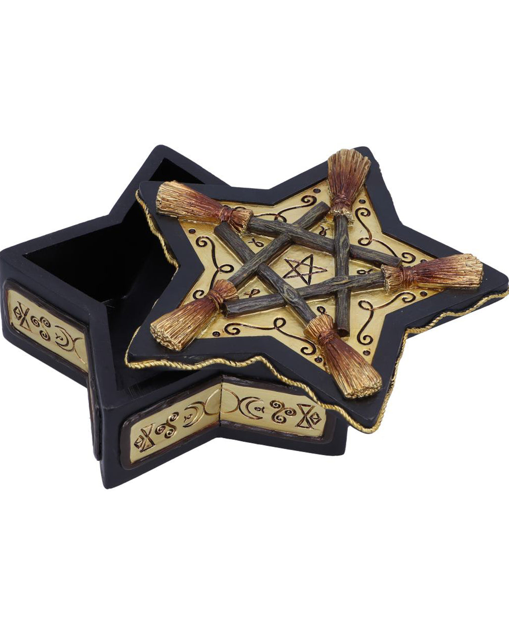 Schmuckkästchen mit Hexenbesen & Pentagramm 16cm