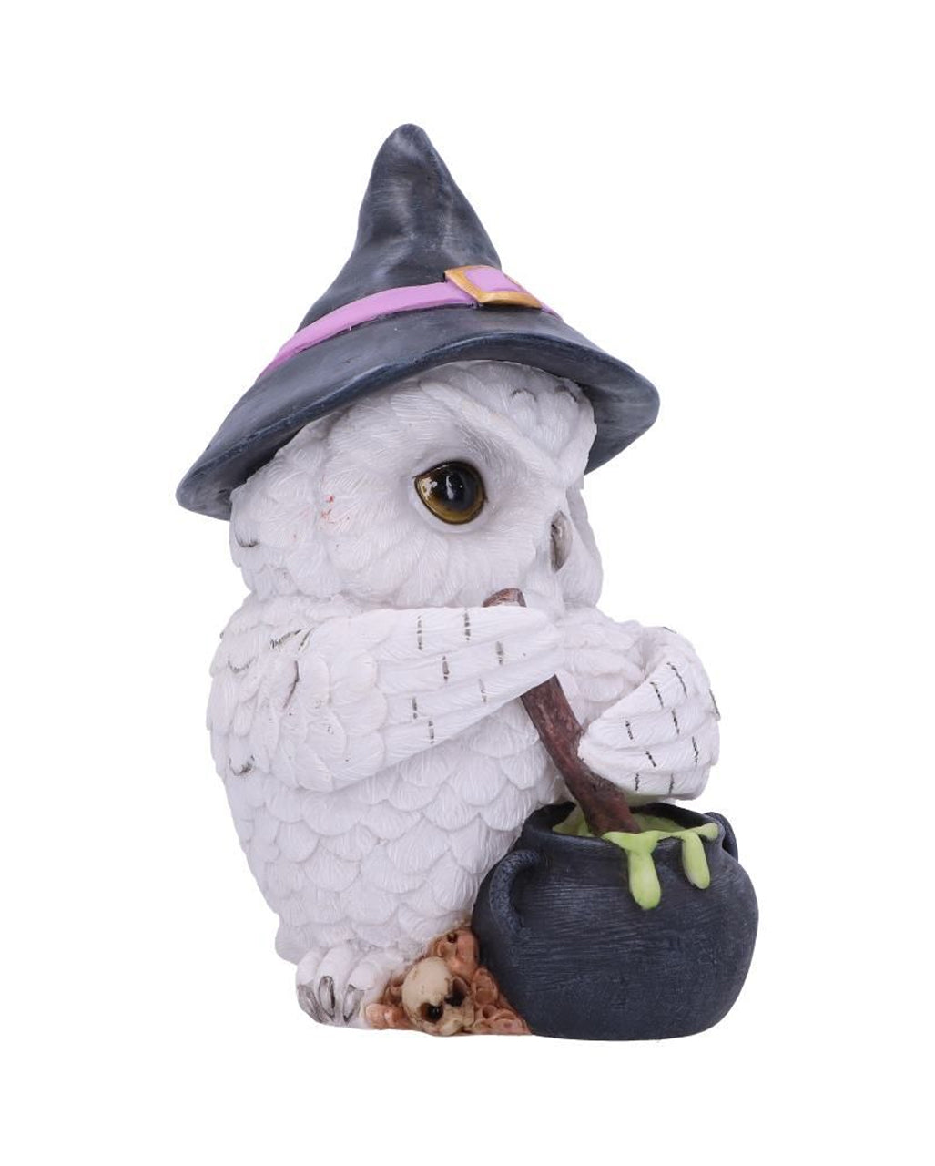 Zauberhafte Schneeeule mit Hexenkessel