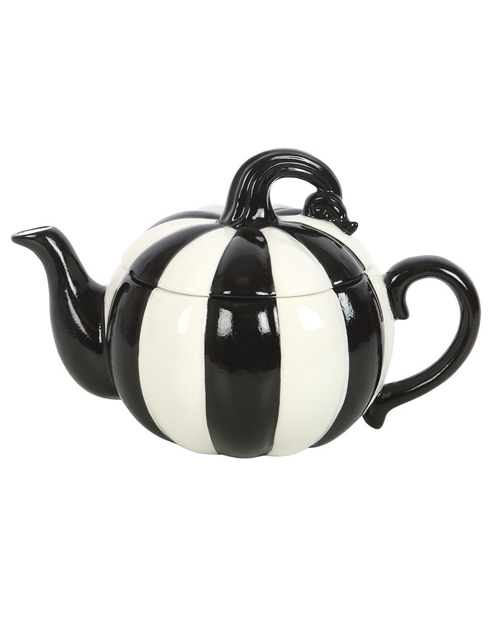 Black And White Striped Pumpkin Teapot