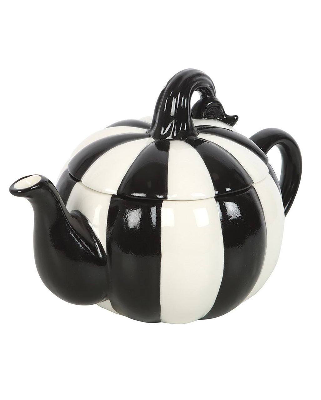 Black And White Striped Pumpkin Teapot