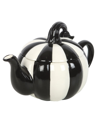Black And White Striped Pumpkin Teapot