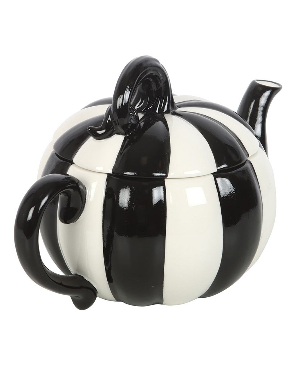 Black And White Striped Pumpkin Teapot